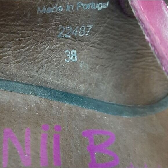 CHANII B Criss-Cross Straps Open Toe Low Platform Cone Heels Grey & Pink Sz 7 - Picture 12 of 15